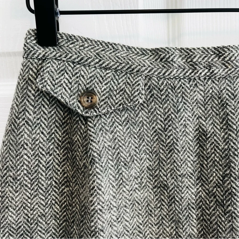 Vintage 70’s\80’s Prestige Boston Classic Gray Wool Blend Herringbone Skirt 10